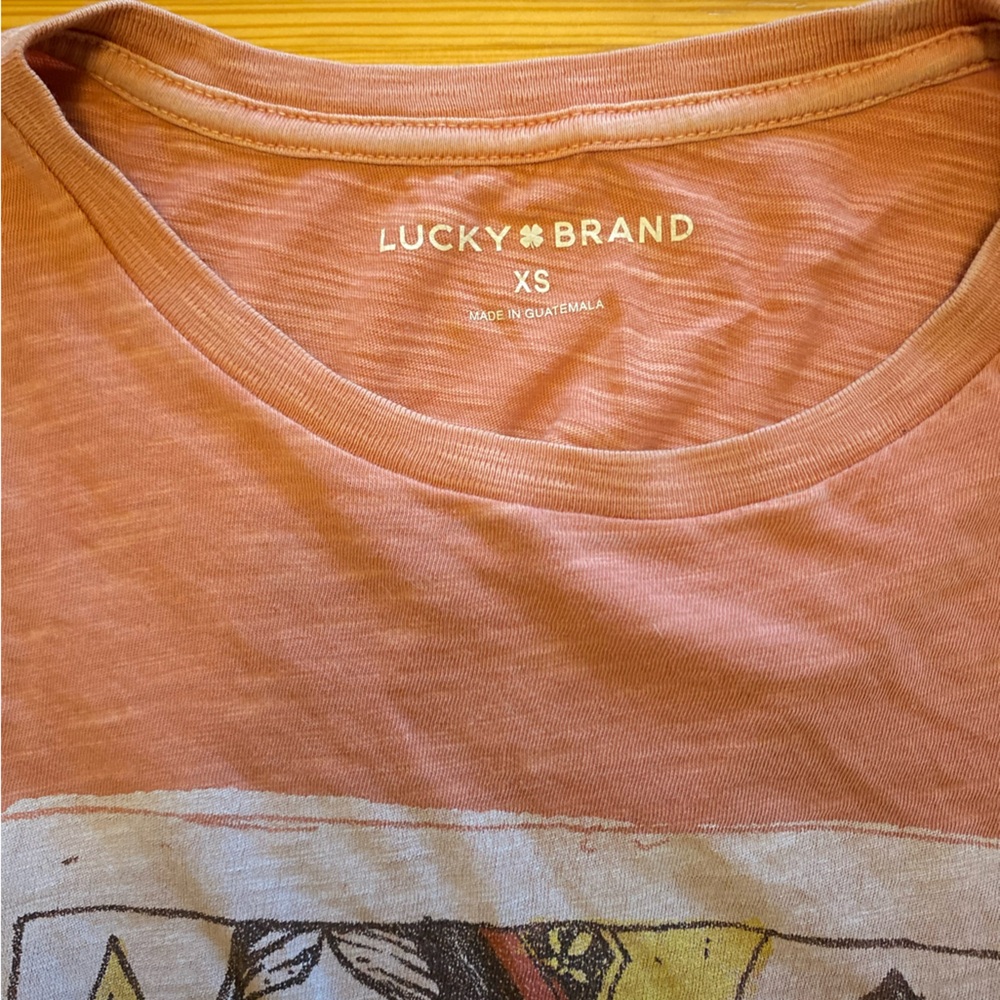 Lucky Brand Women's Queen of Spades Boyfriend Tee 100% Cotton Ash Rose Size XS - Picture 10 of 11